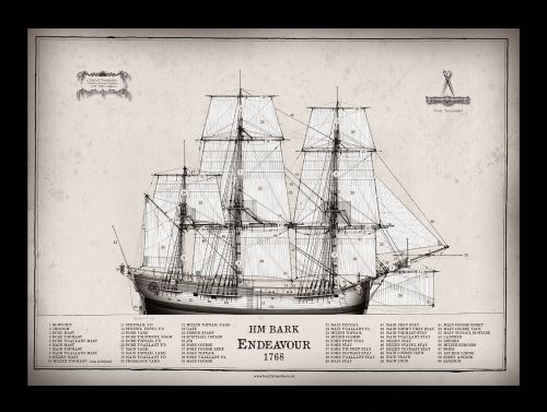 13) HM Bark Endeavour 1768 by Tony Fernandes - signed open print